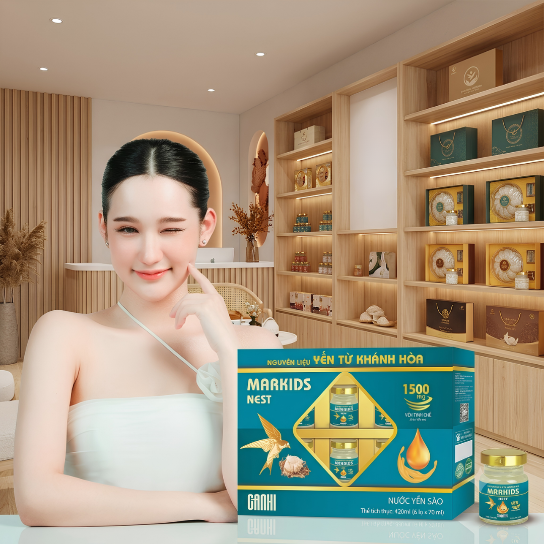 NƯỚC YẾN SÀO MARKIDS NEST CANXI (HỘP QUÀ 6 LỌ) 
